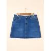 image:imageSidefeel Womens Summer Jean Skirt 2026 High Waist Button Stretch Knee Length Denim SkortDark Blue