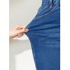 image:imageSidefeel Womens Summer Jean Skirt 2026 High Waist Button Stretch Knee Length Denim SkortDark Blue