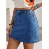 image:imageSidefeel Womens Summer Jean Skirt 2026 High Waist Button Stretch Knee Length Denim SkortDark Blue