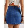 image:imageSidefeel Womens Summer Jean Skirt 2026 High Waist Button Stretch Knee Length Denim SkortDark Blue