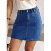 image:imageSidefeel Womens Summer Jean Skirt 2026 High Waist Button Stretch Knee Length Denim SkortDark Blue