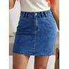 image:imageSidefeel Womens Summer Jean Skirt 2026 High Waist Button Stretch Knee Length Denim SkortDark Blue