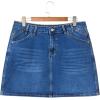 image:imageSidefeel Womens Summer Jean Skirt 2026 High Waist Button Stretch Knee Length Denim SkortDark Blue