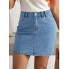 image:imageSidefeel Womens Summer Jean Skirt 2026 High Waist Button Stretch Knee Length Denim SkortIceland Blue