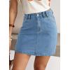 image:imageSidefeel Womens Summer Jean Skirt 2026 High Waist Button Stretch Knee Length Denim SkortIceland Blue