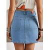 image:imageSidefeel Womens Summer Jean Skirt 2026 High Waist Button Stretch Knee Length Denim SkortIceland Blue