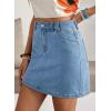 image:imageSidefeel Womens Summer Jean Skirt 2026 High Waist Button Stretch Knee Length Denim SkortIceland Blue