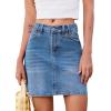 image:imageSidefeel Womens Summer Jean Skirt 2026 High Waist Button Stretch Knee Length Denim SkortLight Blue