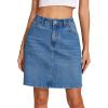 image:imageSidefeel Womens Summer Jean Skirt 2026 High Waist Button Stretch Knee Length Denim SkortLight Blue