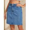 image:imageSidefeel Womens Summer Jean Skirt 2026 High Waist Button Stretch Knee Length Denim SkortLight Blue