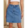 image:imageSidefeel Womens Summer Jean Skirt 2026 High Waist Button Stretch Knee Length Denim SkortLight Blue