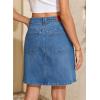image:imageSidefeel Womens Summer Jean Skirt 2026 High Waist Button Stretch Knee Length Denim SkortLight Blue
