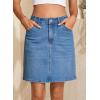 image:imageSidefeel Womens Summer Jean Skirt 2026 High Waist Button Stretch Knee Length Denim SkortLight Blue
