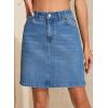 image:imageSidefeel Womens Summer Jean Skirt 2026 High Waist Button Stretch Knee Length Denim SkortLight Blue