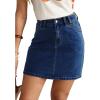 image:imageSidefeel Womens Summer Jean Skirt 2026 High Waist Button Stretch Knee Length Denim SkortBluing