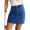 image:imageSidefeel Womens Summer Jean Skirt 2026 High Waist Button Stretch Knee Length Denim SkortDark Blue