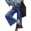 image:imageSidefeel Womens Wide Leg Embroidered Jeans High Waisted Stretchy Straight Leg Loose Fit Ankle Denim PantsDark Blue