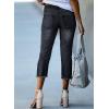 image:imageSidefeel Womens Capri Jeans High Waisted 2026 Summer Fashion Straight Leg Raw Hem Denim Capri PantsBlack