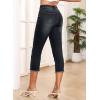 image:imageSidefeel Womens Capri Jeans High Waisted 2026 Summer Fashion Straight Leg Raw Hem Denim Capri PantsBlack