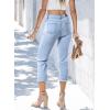 image:imageSidefeel Womens Capri Jeans High Waisted 2026 Summer Fashion Straight Leg Raw Hem Denim Capri PantsE Sky Blue