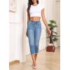 image:imageSidefeel Womens Capri Jeans High Waisted 2026 Summer Fashion Straight Leg Raw Hem Denim Capri PantsLight Blue
