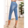 image:imageSidefeel Womens Capri Jeans High Waisted 2026 Summer Fashion Straight Leg Raw Hem Denim Capri PantsLight Blue