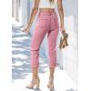 image:imageSidefeel Womens Capri Jeans High Waisted 2026 Summer Fashion Straight Leg Raw Hem Denim Capri PantsPink