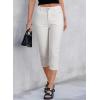 image:imageSidefeel Womens Capri Jeans High Waisted 2026 Summer Fashion Straight Leg Raw Hem Denim Capri PantsWhite