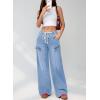 image:imageSidefeel Womens MidLow Rise Baggy Jeans Elastic Waist Drawtring Y2K Stretchy Wide Leg Cargo Boyfriend Oversized Denim PantsIceland Blue