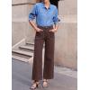 image:imageSidefeel Womens Wide Leg Jeans High Waisted Stretchy Jeans Straight Leg Loose Fit Zimbaplatinum Ankle Denim PantsCoffee