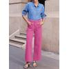image:imageSidefeel Womens Wide Leg Jeans High Waisted Stretchy Jeans Straight Leg Loose Fit Zimbaplatinum Ankle Denim PantsHot Pink