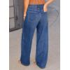 image:imageSidefeel Womens Wide Leg Jeans High Waisted Stretchy Straight Leg Tummy Control Trendy Baggy Seamed Panel Denim PantsBlue