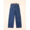 image:imageSidefeel Womens Wide Leg Jeans High Waisted Stretchy Straight Leg Tummy Control Trendy Baggy Seamed Panel Denim PantsBlue