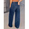 image:imageSidefeel Womens Wide Leg Jeans High Waisted Stretchy Straight Leg Tummy Control Trendy Baggy Seamed Panel Denim PantsDark Blue