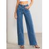 image:imageSidefeel Womens Wide Leg Jeans High Waisted Stretchy Straight Leg Tummy Control Trendy Baggy Seamed Panel Denim PantsLight Blue