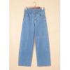 image:imageSidefeel Womens Wide Leg Jeans High Waisted Stretchy Straight Leg Tummy Control Trendy Baggy Seamed Panel Denim PantsSky Blue