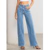 image:imageSidefeel Womens Wide Leg Jeans High Waisted Stretchy Straight Leg Tummy Control Trendy Baggy Seamed Panel Denim PantsSky Blue