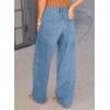 image:imageSidefeel Womens Wide Leg Jeans High Waisted Stretchy Straight Leg Tummy Control Trendy Baggy Seamed Panel Denim PantsSky Blue