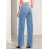 image:imageSidefeel Womens Wide Leg Jeans High Waisted Stretchy Straight Leg Tummy Control Trendy Baggy Seamed Panel Denim PantsSky Blue