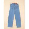 image:imageSidefeel Womens Wide Leg Jeans High Waisted Stretchy Straight Leg Tummy Control Trendy Baggy Seamed Panel Denim PantsSky Blue
