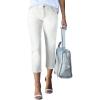 image:imageSidefeel Womens Capri Jeans High Waisted 2026 Summer Fashion Straight Leg Raw Hem Denim Capri PantsWhite