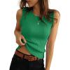 image:imageSidefeel Womens Tank Tops Casual Summer Sleeveless Crew Neck Ribbed Knit Trendy Ruffle Hem Slim Fitted Sweaters TopGreen