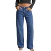 image:imageSidefeel Womens Wide Leg Jeans High Waisted Stretchy Straight Leg Tummy Control Trendy Baggy Seamed Panel Denim PantsBlue