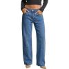 image:imageSidefeel Womens Wide Leg Jeans High Waisted Stretchy Straight Leg Tummy Control Trendy Baggy Seamed Panel Denim PantsLight Blue