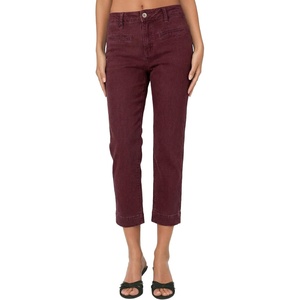 image:imageSidefeel Womens Capri Jeans High Waist Stretchy Skinny Jeans Casual Summer Trendy Cropped Pants with Welt PocketsBurgundy