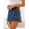 image:imageSidefeel Skorts Skirts for Women Denim Mini Skirt Casual Summer High Waisted Jean Shorts StretchyDark Blue
