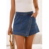 image:imageSidefeel Skorts Skirts for Women Denim Mini Skirt Casual Summer High Waisted Jean Shorts StretchyDark Blue