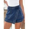 image:imageSidefeel Skorts Skirts for Women Denim Mini Skirt Casual Summer High Waisted Jean Shorts StretchyDark Blue