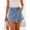 image:imageSidefeel Skorts Skirts for Women Denim Mini Skirt Casual Summer High Waisted Jean Shorts StretchyIceland Blue