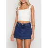 image:imageSidefeel Skorts for Woman Jean Skirt High Waisted Stretchy Denim Skort Mini Skirts with PocketsBluing